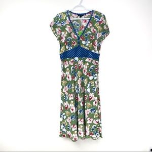 Boden Floral Polk a Dot Midi Dress NWT US 8